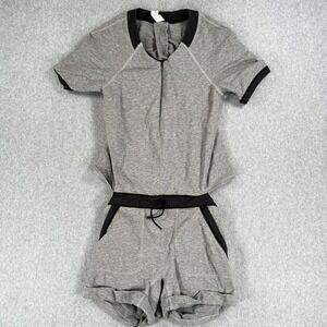 Ivivva Tennis Romper Womens 14 Gray Short Sleeve Zip One Piece Drawstring Waist
